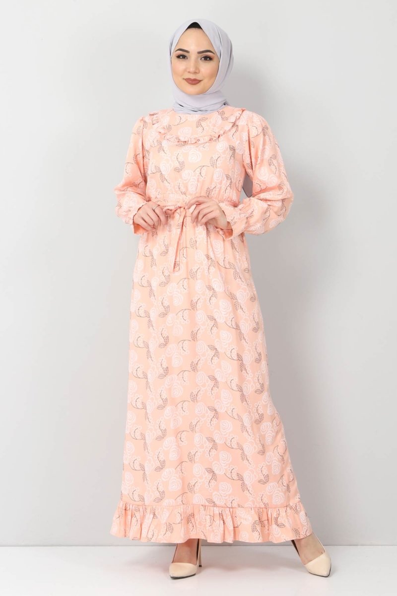 Women’s Frill Patterned Salmon Dress